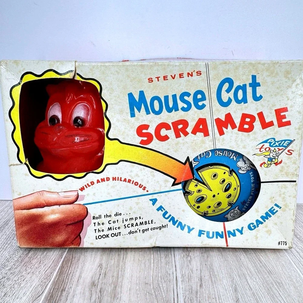 Vintage‎ Mouse Cat Scramble Game 1966 Steven Pixie Toys #775 with Box